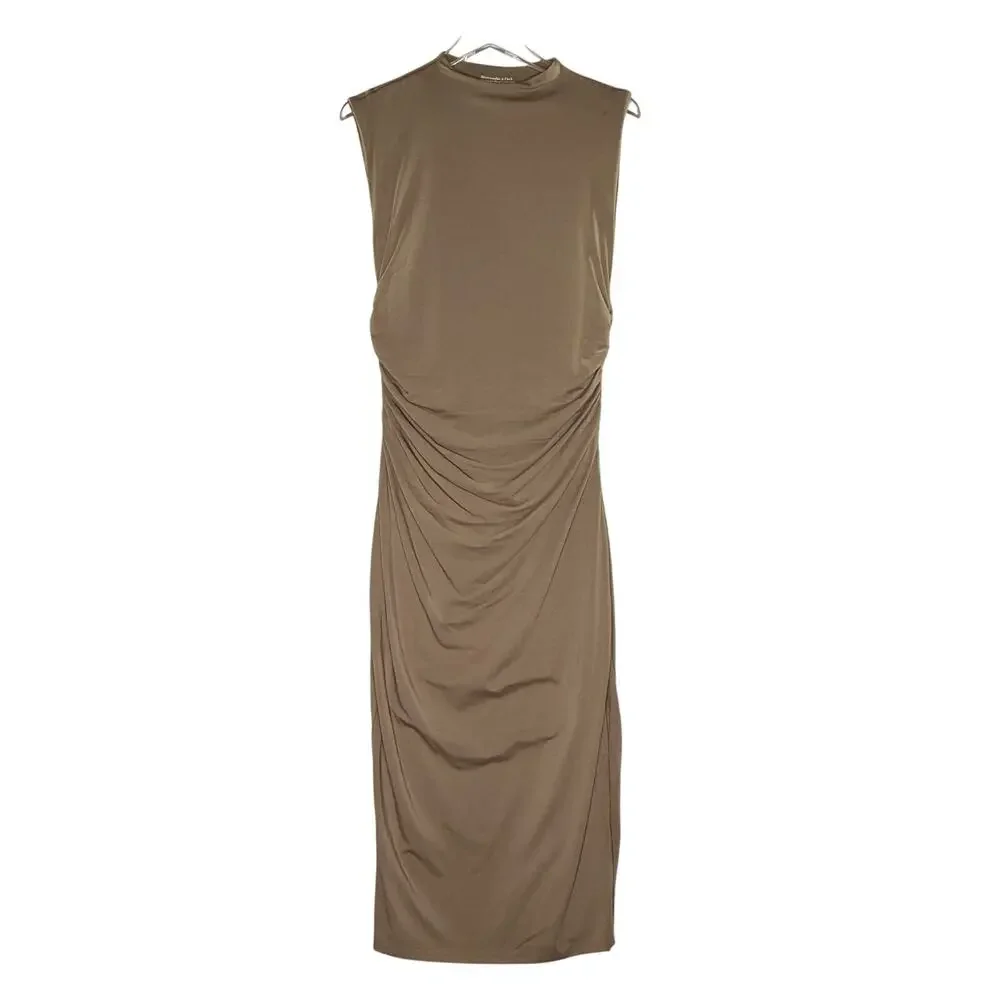 Abercrombie & Fitch Paloma Maxi Dress L Petite Taupe Gray Clean Girl Chic